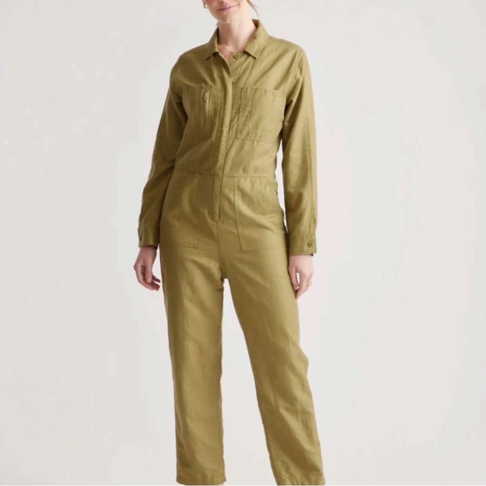 Quince Cotton Linen Twill Long Sleeve Coverall Jumpsuit